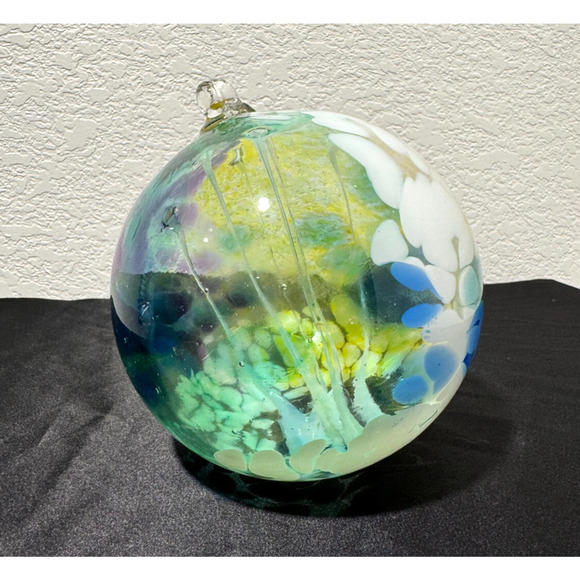 HUGE Art Glass Fairy Orb 5" Ball Ornament Stunning Colors - Picture 1 of 9